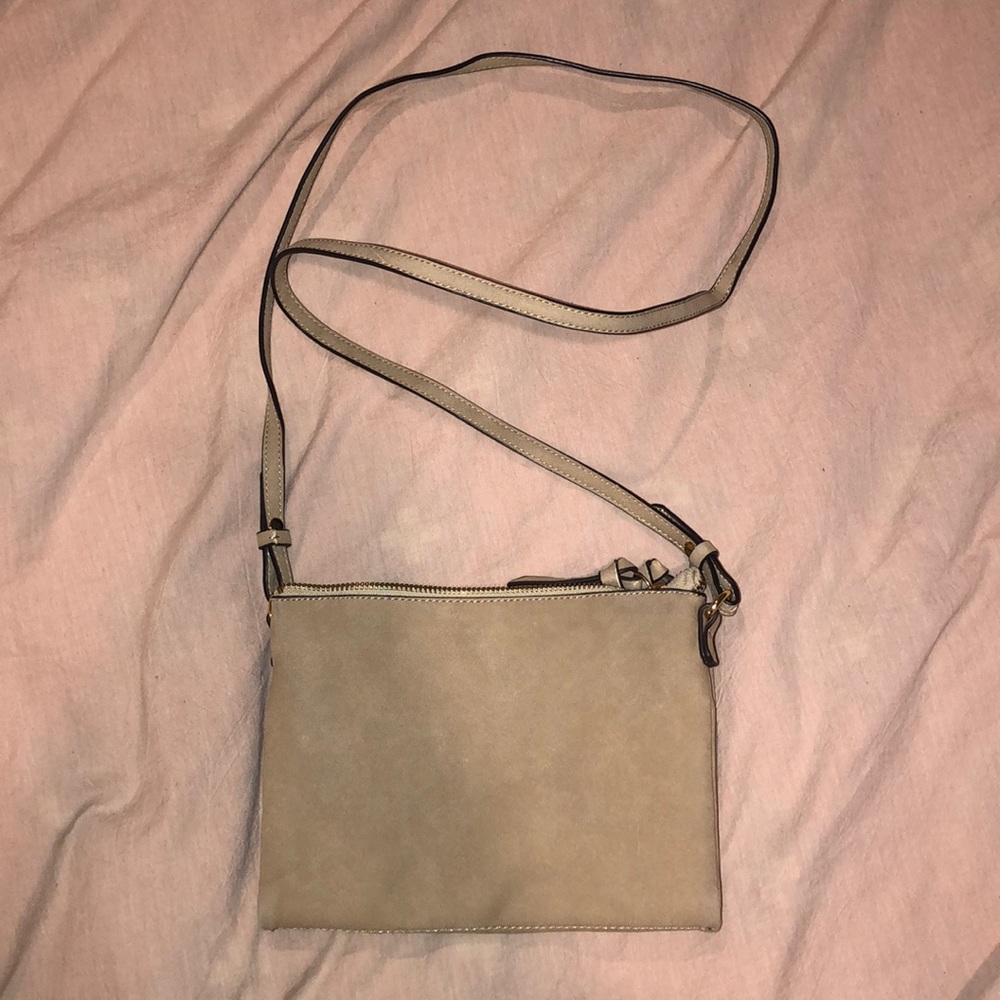 Beige Suede Side Bag
